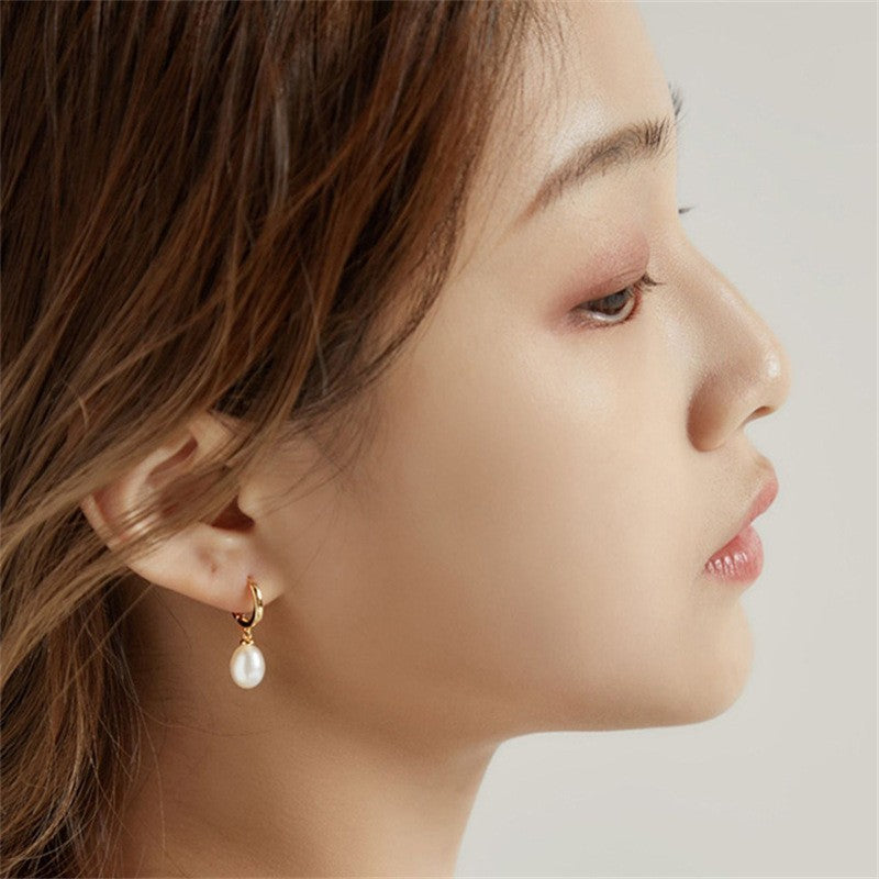 Creole Ohrringe S925S Silber Natürliche Süßwasser Perle Ohrringe4