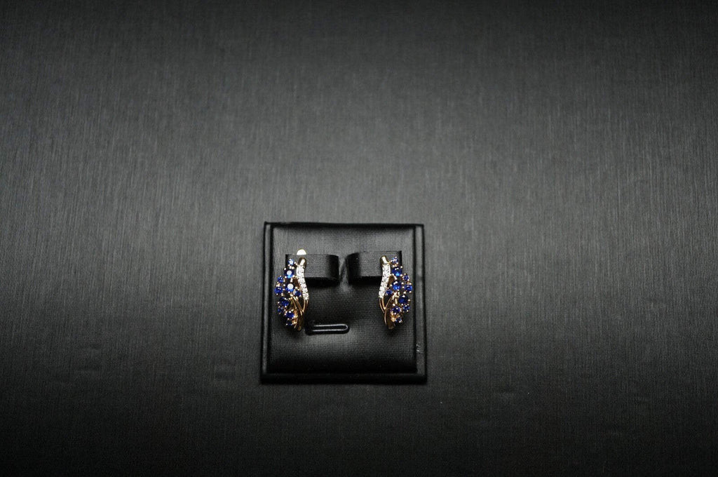 Damen Ohrringe blaue und weiße Blumen mit Zirkonia in Roségold (vergoldet)9