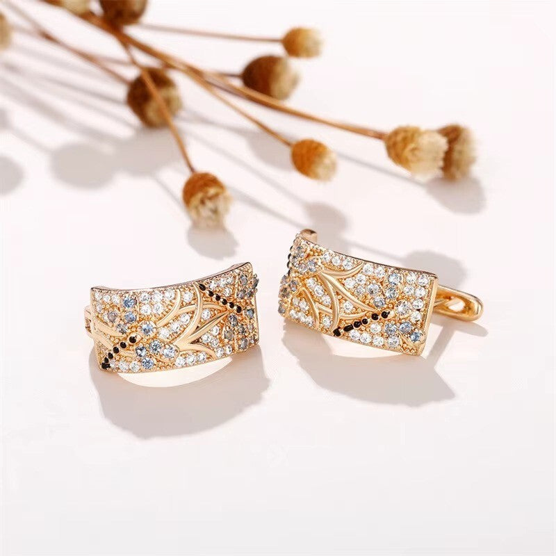 Luxus Damen Creole Ohrringe Zirkonia Kristalle Design 18K vergoldet Hochzeits6