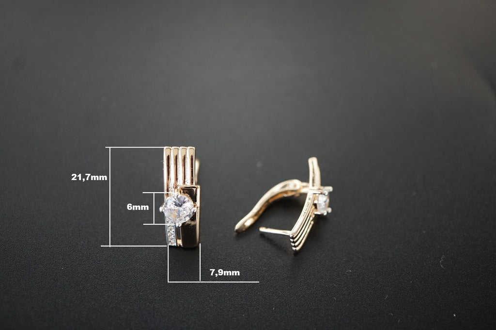 Luxus Damen Ohrringe Creole 585 Rose Gold plattiert Zirkonia AAA ModeSchmuck7
