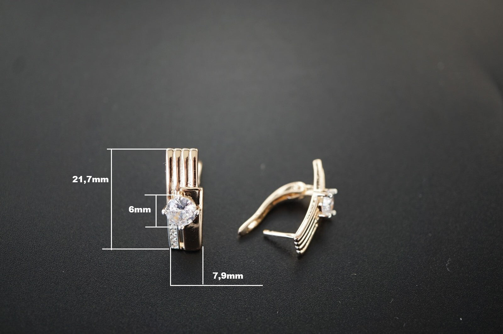 Luxus Damen Ohrringe Creole 585 Rose Gold plattiert Zirkonia AAA ModeSchmuck7
