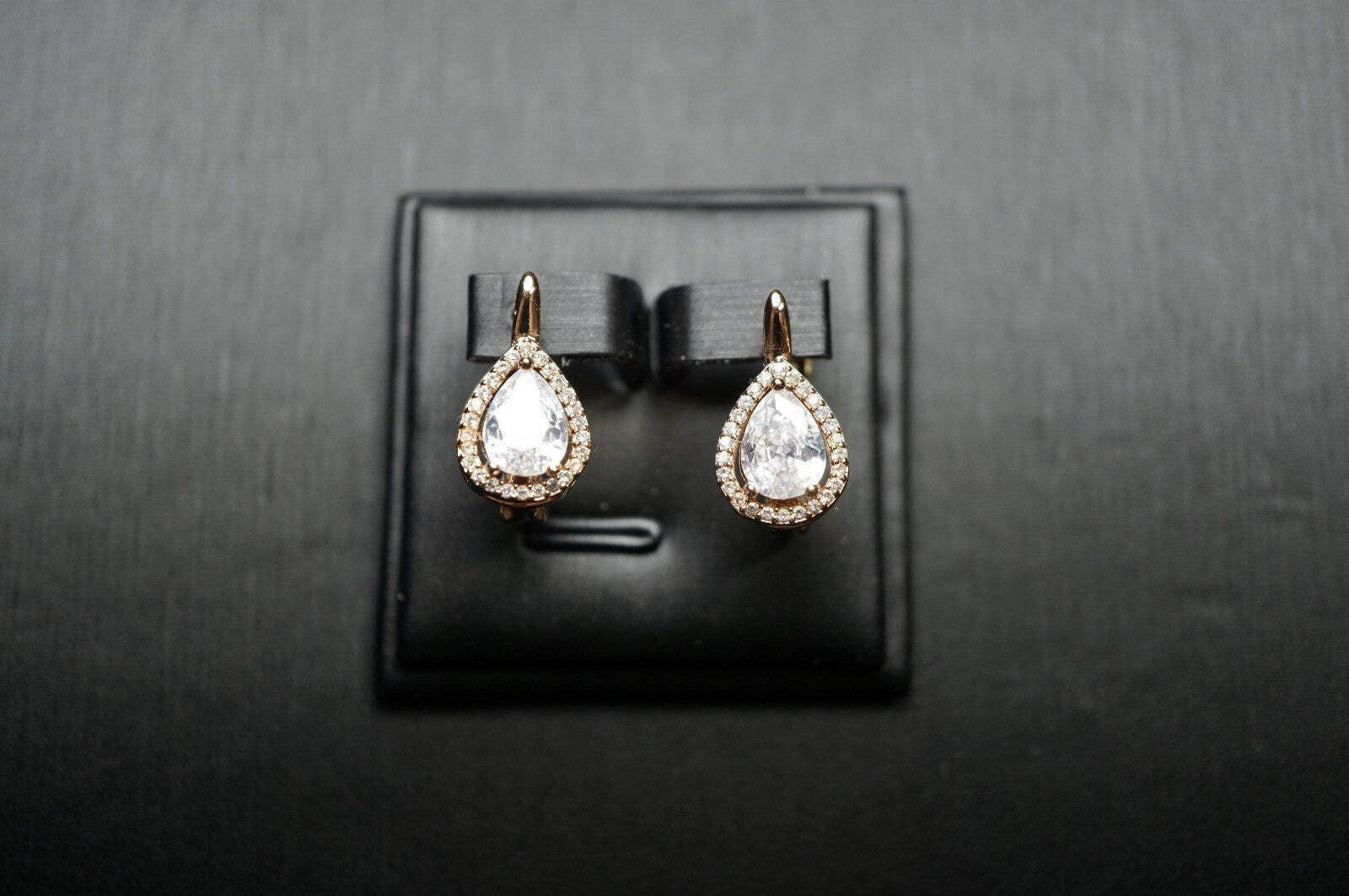 Damen Große Halo-Ohrringe tropfenförmigem Zirkon-Stein mit Roségold (vergoldet)8