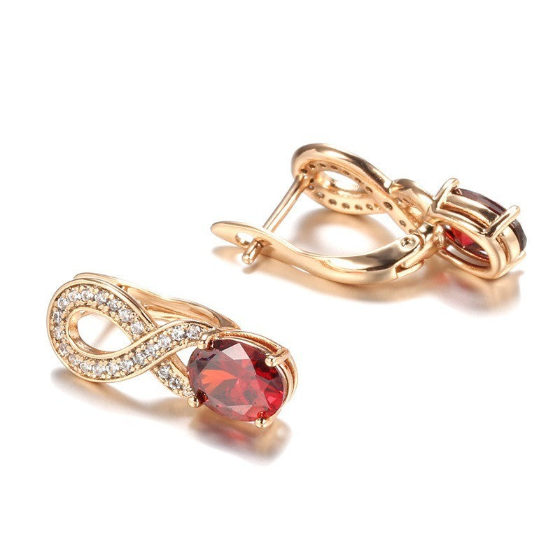 Luxus DamenOhrringe 585RGRose Gold mit Rote AAA Zirkon ohr schnalle Modescmuck4