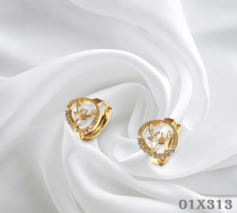 Damen Ohrringe Creole Gold mit Zirkonia in Kupferfassung, luxuriös  raffiniert4