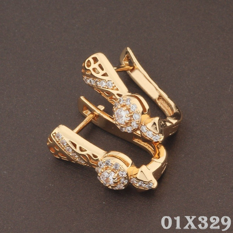 Damen Ohrringe Gold ZirkoniaEinlage, Hochwertige, schlichte neues Design6