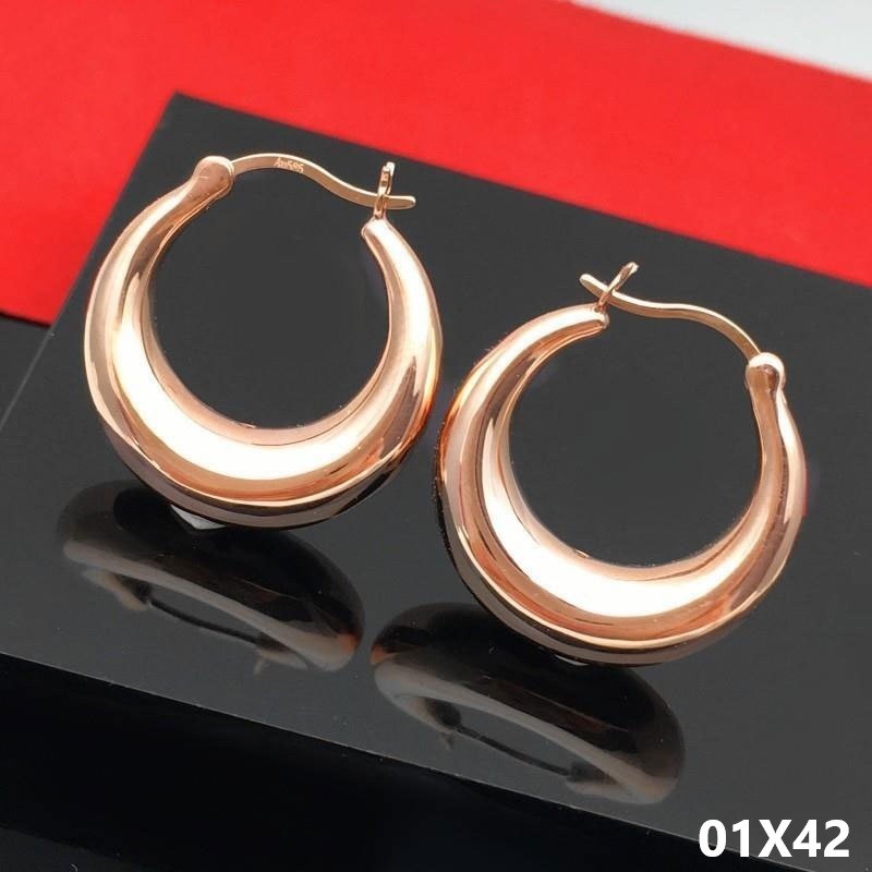Luxus Damen Creole Ohrringe 585 Rosé Gold plattierte glatte Temperamentpersönlic0