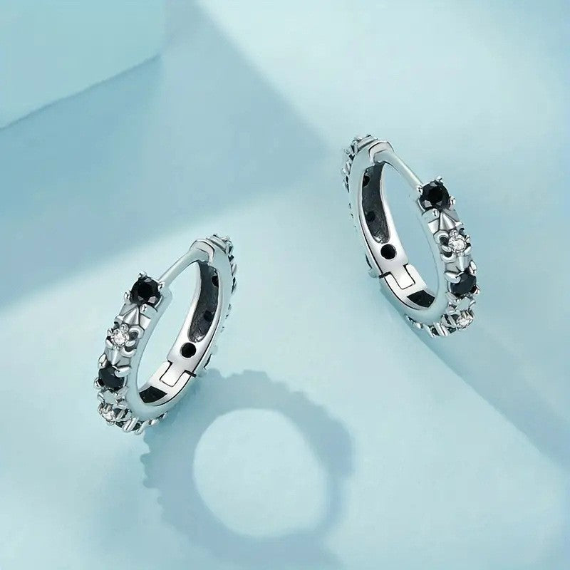 Ohrringe Creole 925er Sterling Silber Zirkonia für Damen, trendige Creolen11