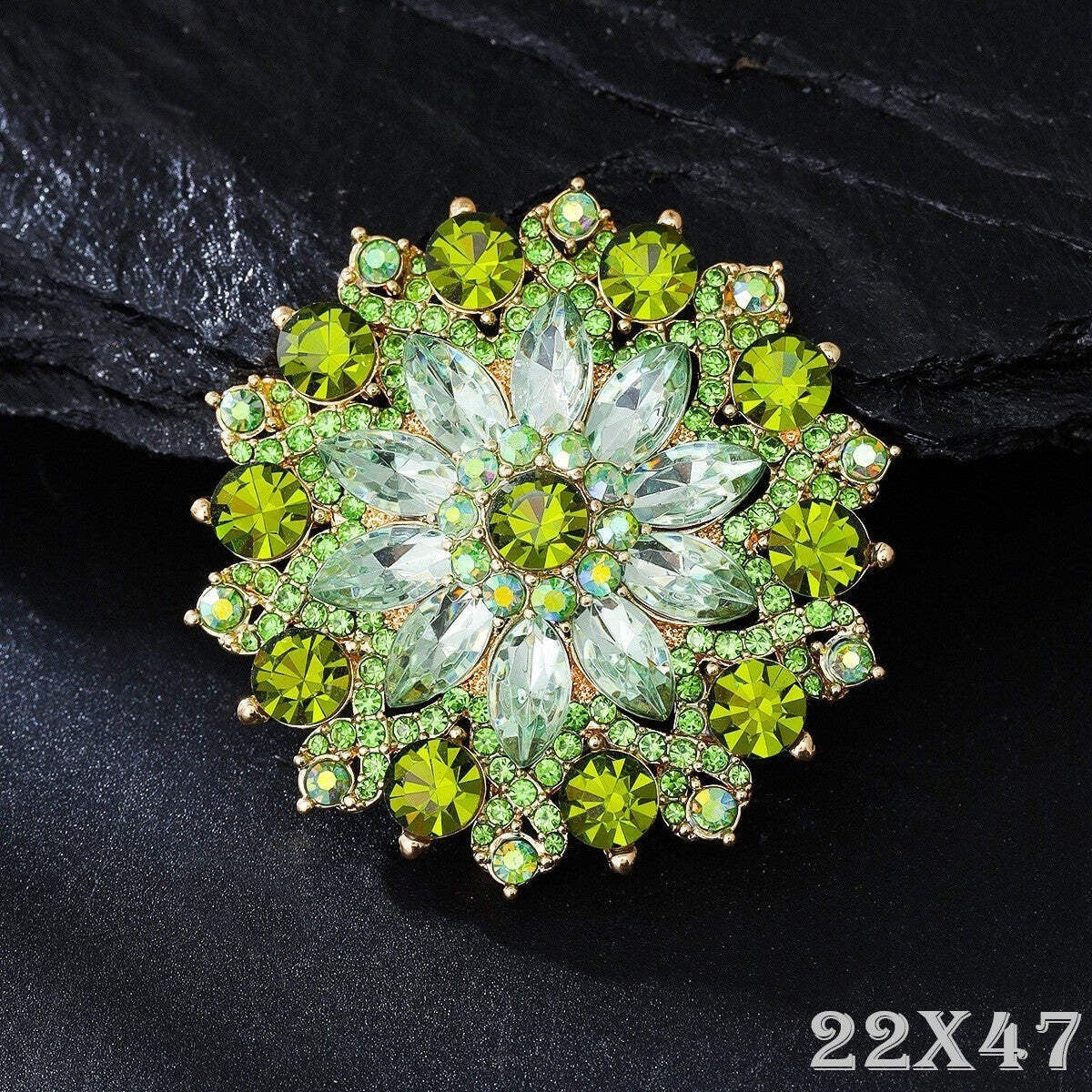 Grüne Strasssteine Sonnenblumen Damen Brosche8