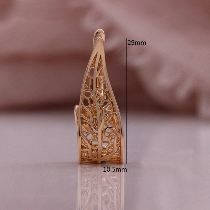 Damen Ohrringe 585er Roségold vergoldet Blattförmige durchbrochene Ohrringe4