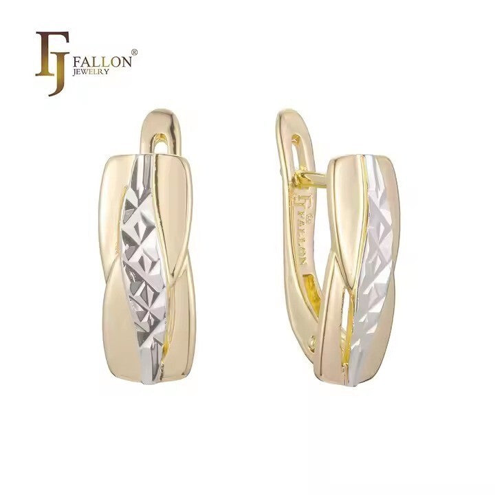 Luxus Damen Ohrringe Creole, beschichtet mit 14K Gold zweiTöne ModeSchmuck2