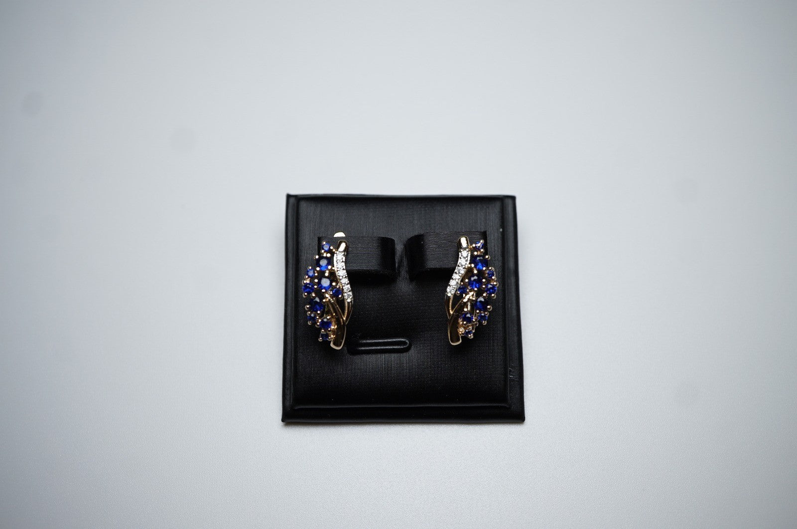 Luxus Damen Ohrringe Feder Blume Zirkon Blauen und Weißen in Roségold (vergolde6