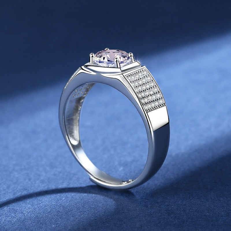 925 Sterling Silber Herren Ring mit 1 Karat Zirkonia, : Klassisch, kraftvoll2