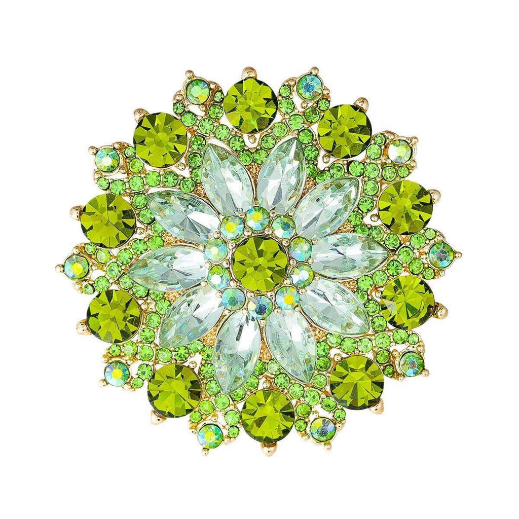Grüne Strasssteine Sonnenblumen Damen Brosche6