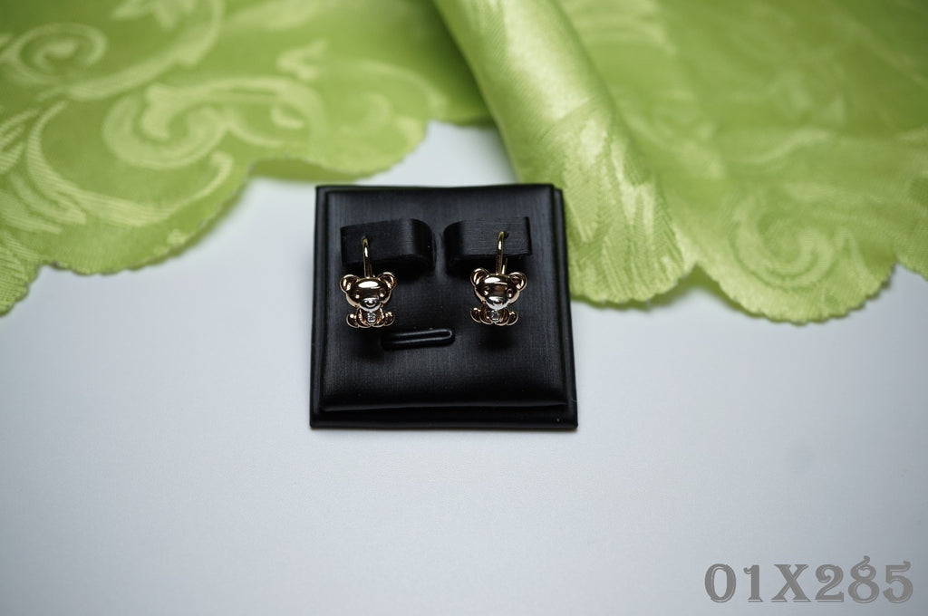 Draht Haken Ohrringe mit Bärenmotiv für Kinder, Zweifarbig Roségold-Plattiert11