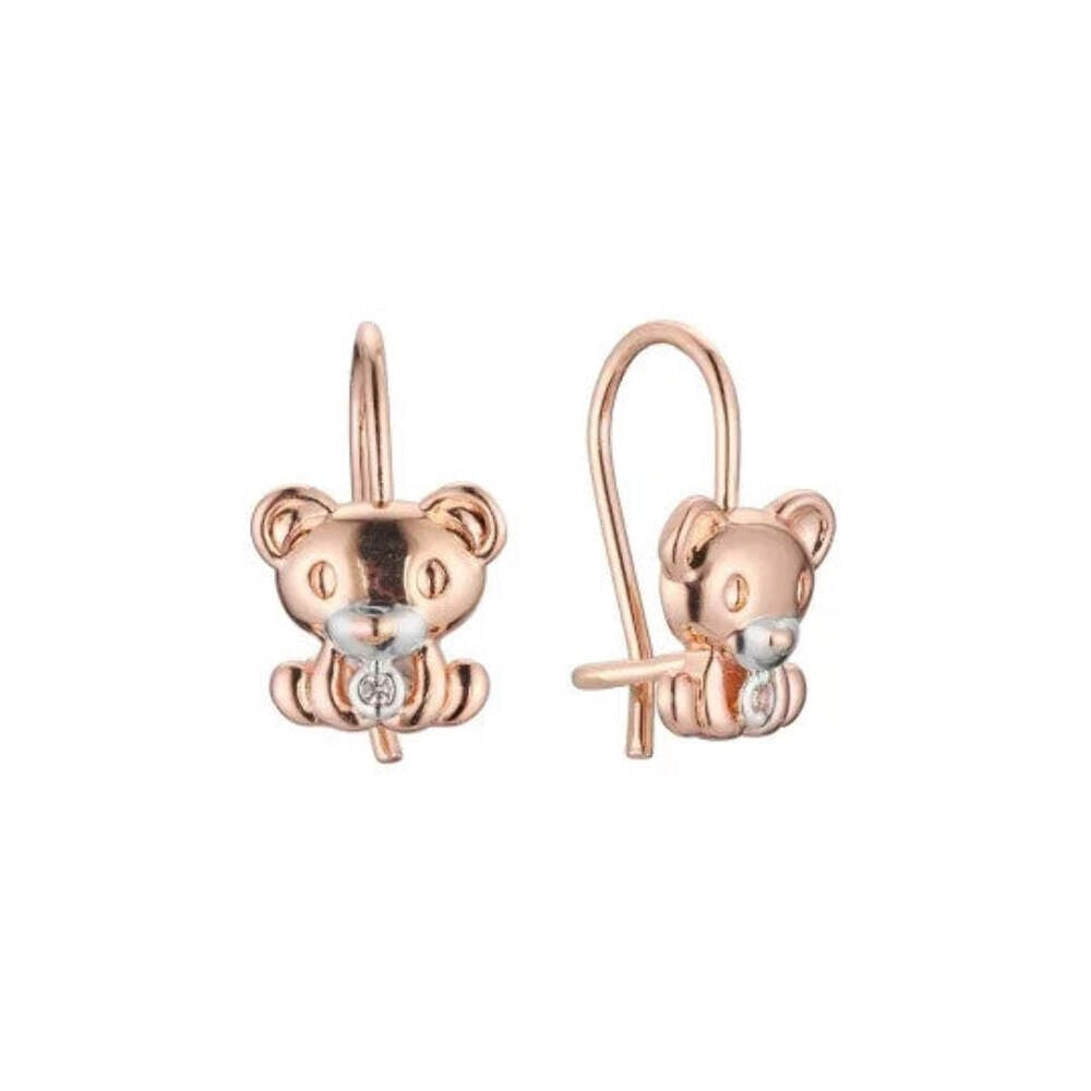 Haken Ohrringe mit Bärenmotiv für Mädchen, Zweifarbig mit Roségold-Plattiert0