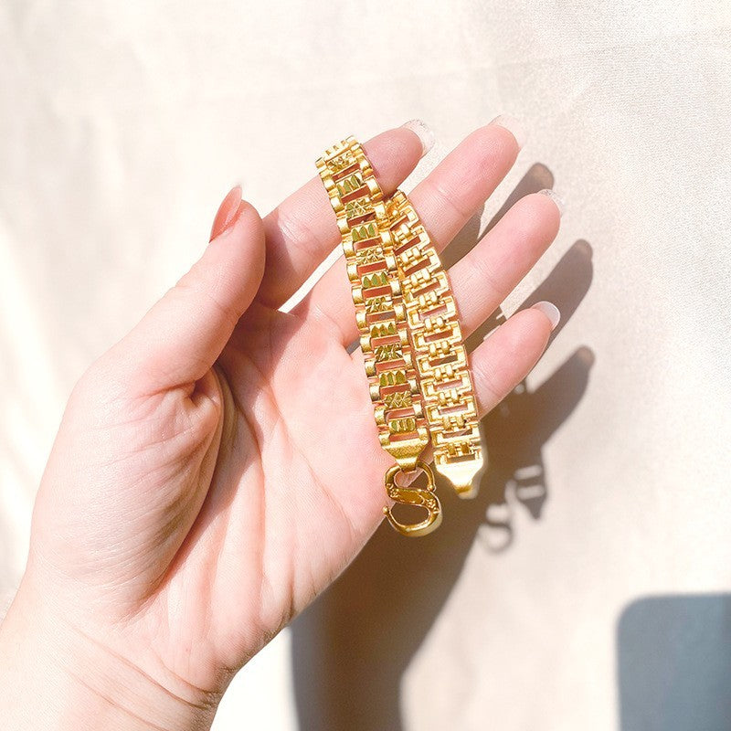 Luxus Armband Gold SandgoldArmband mit Tankkette, breite Ausführung für Damen u3