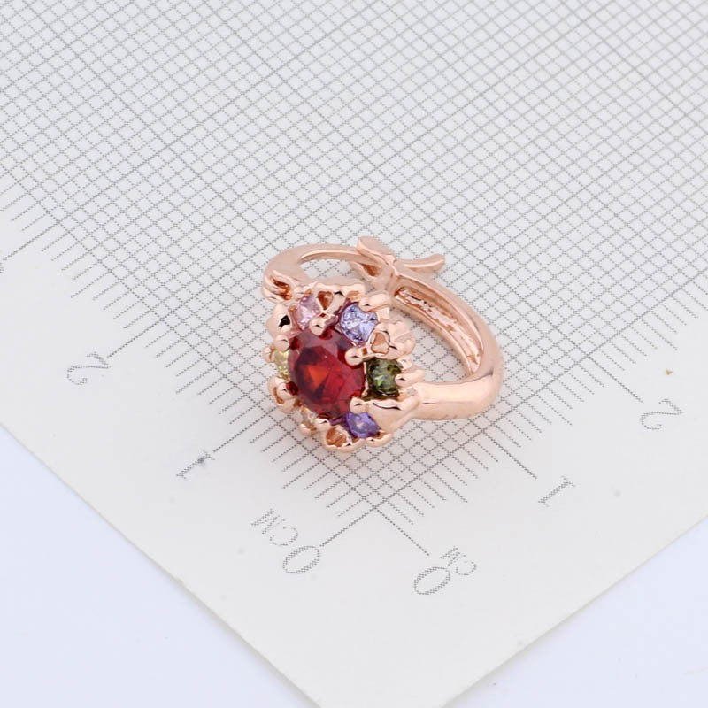 Damen Ohrringe Creolen Zirkonia Kristall Rot 585 Rolled Roségold Damen5