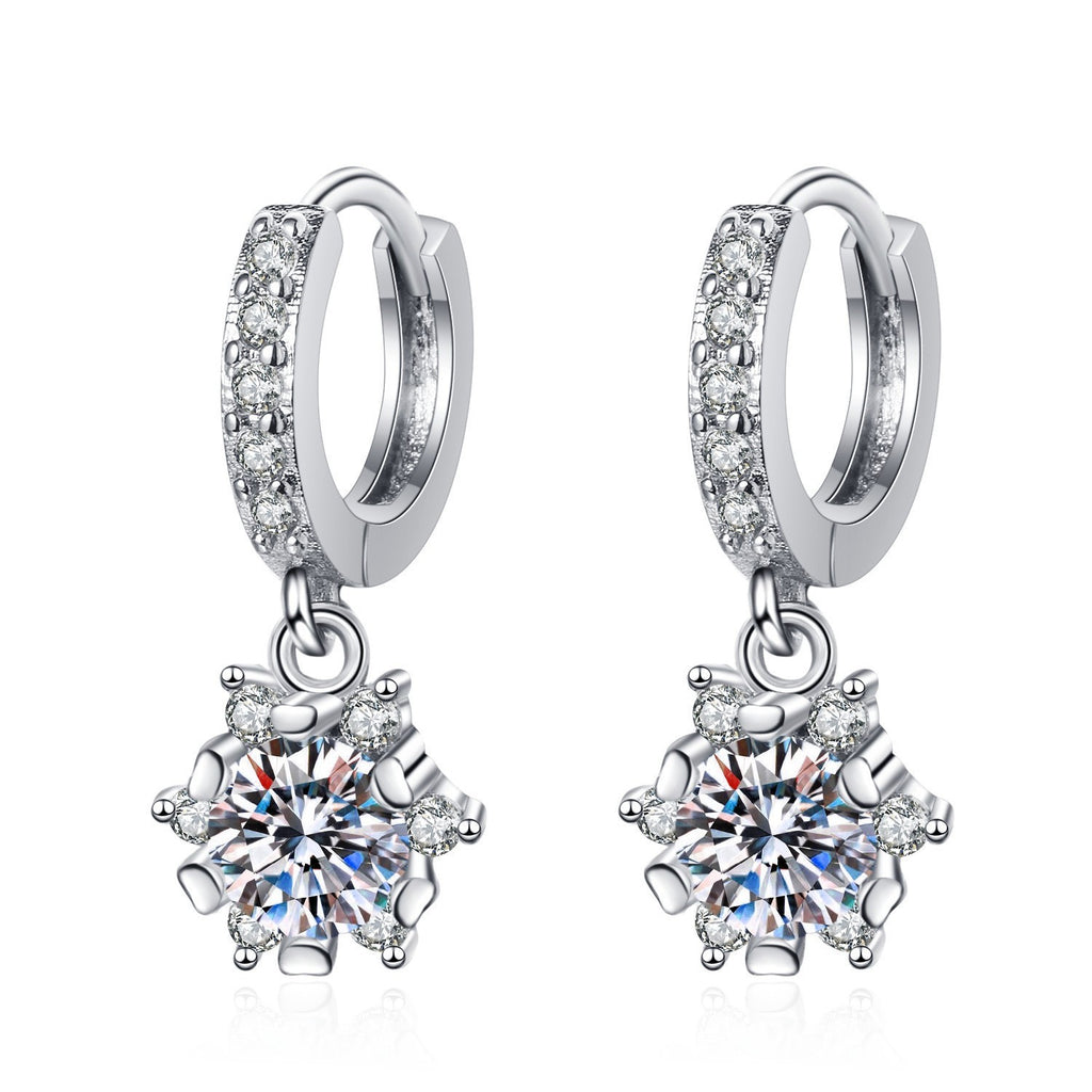 Luxus Ohrringe Creolen Damen AAA Zirkonia mit Weißgold Plated Hochzeit Schmuck4