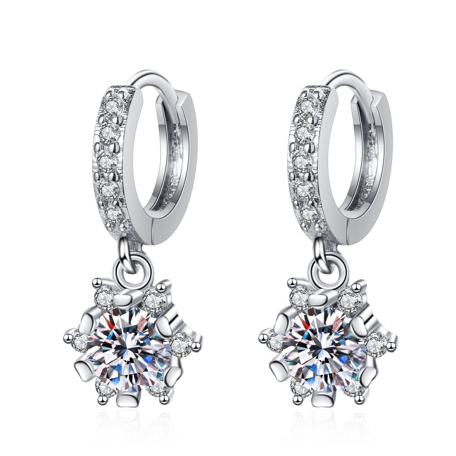 Luxus Ohrringe Creolen Damen AAA Zirkonia mit Weißgold Plated Hochzeit Schmuck4