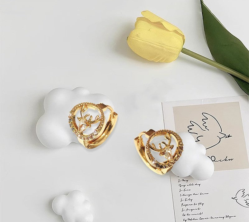 Damen Ohrringe Creole Gold mit Zirkonia in Kupferfassung, luxuriös  raffiniert1