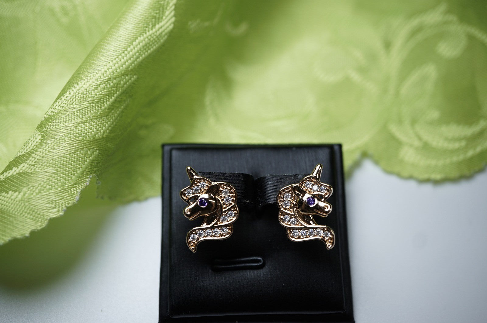 Ohrringe Einhorn Pferde Rose Gold vergoldet Zirkon Mädchen Kinder Damen Ohrhänge1