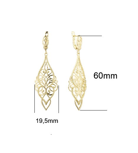 Damen Clip-On Ohrringe  14K Gold-Plattiert Größe Tropfen Ohrring Pflanze Blatt6