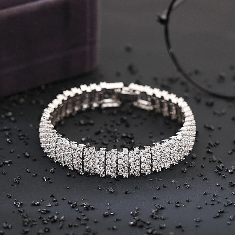Damen Tennis Armband Bracelet 18K weiss gold mit Natürlich AAA Zirkon Kristalle0