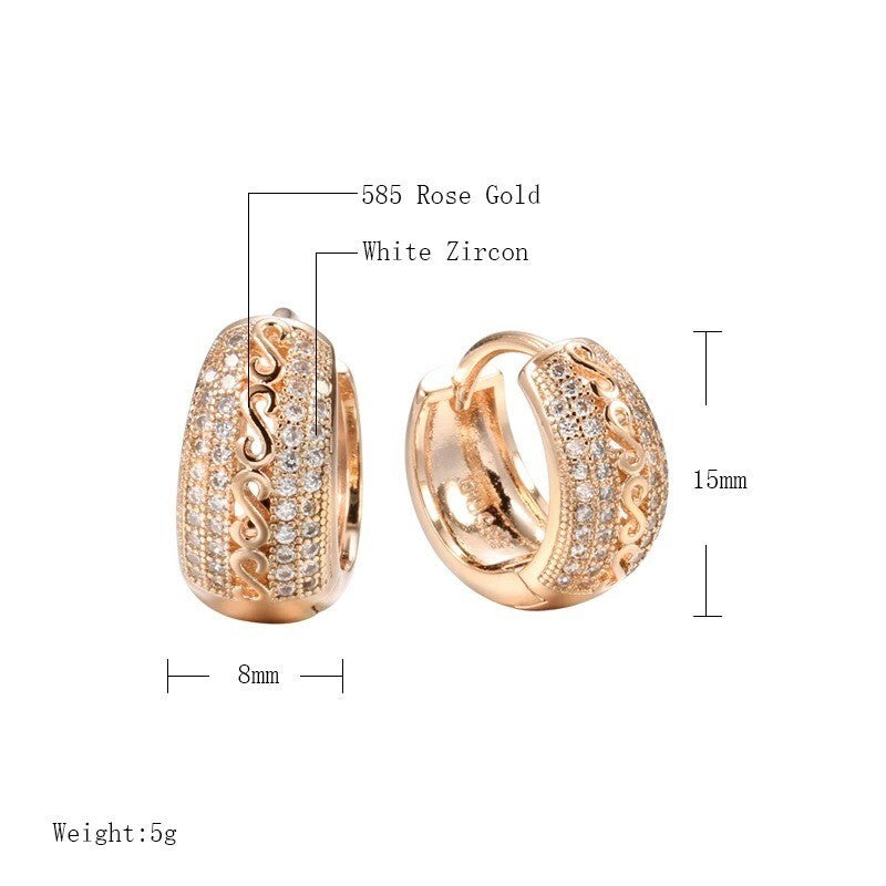 Luxus Damen Ohrringe 585RG Von microintarsien zirkon ohrringe rose gold allesp5