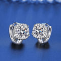 925S Silber Damen Ohrringe Creole 50 Punkte [Zirkon] Quadratische Ohrclips luxur0