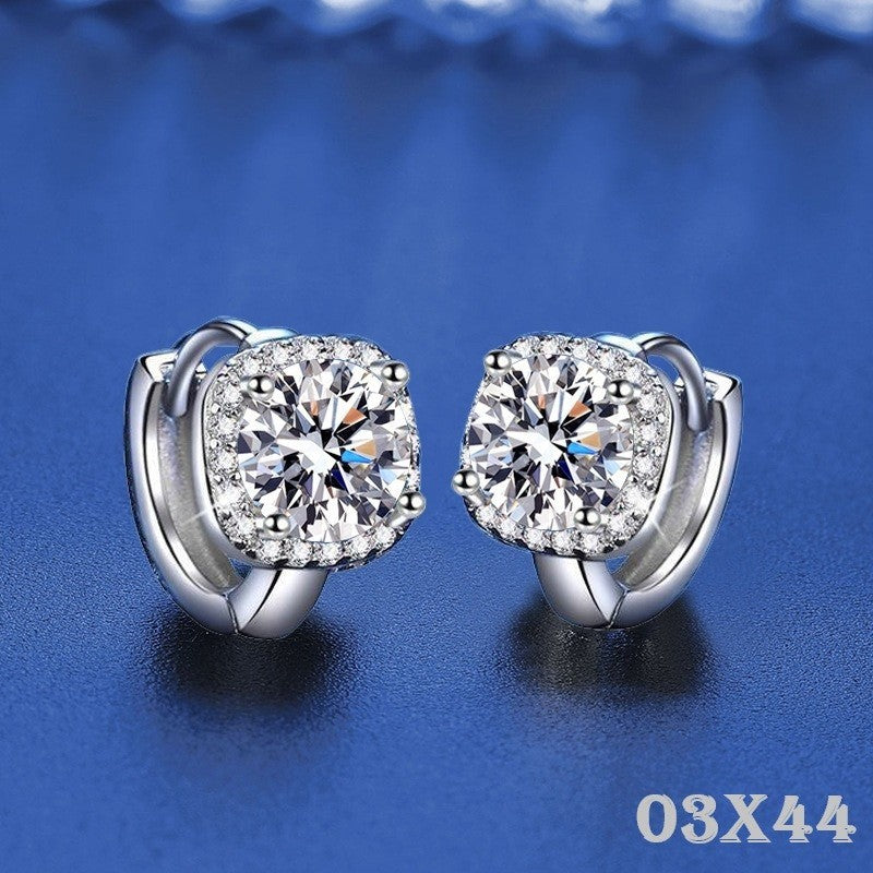 925S Silber Damen Ohrringe Creole 50 Punkte [Zirkon] Quadratische Ohrclips luxur3