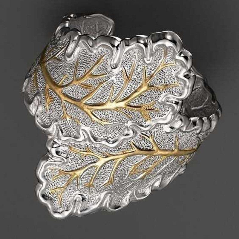 Damen Breiter Blatt Ring 925er versilber, GothicPunkBikerCocktailpartyStil11