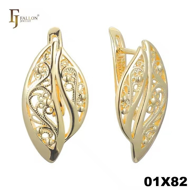 Luxus Damen Ohrringe Creolen Hochvertiger Gold 14K vergoldet Mode VintageSchmuck0