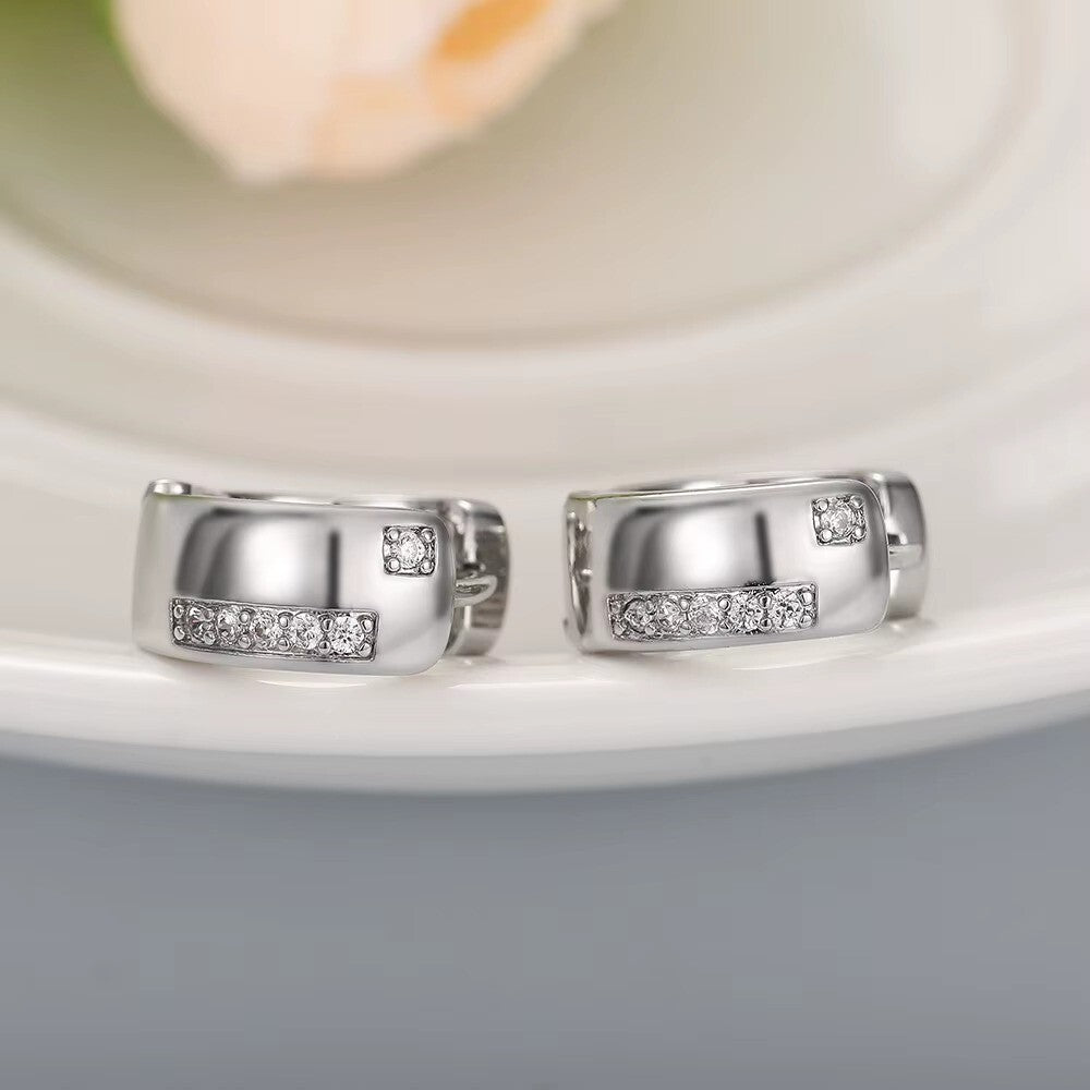 Luxus Damen Ohrringe Creolen Zirkonia Kristalle 925 versilbert  Hochwertiger3