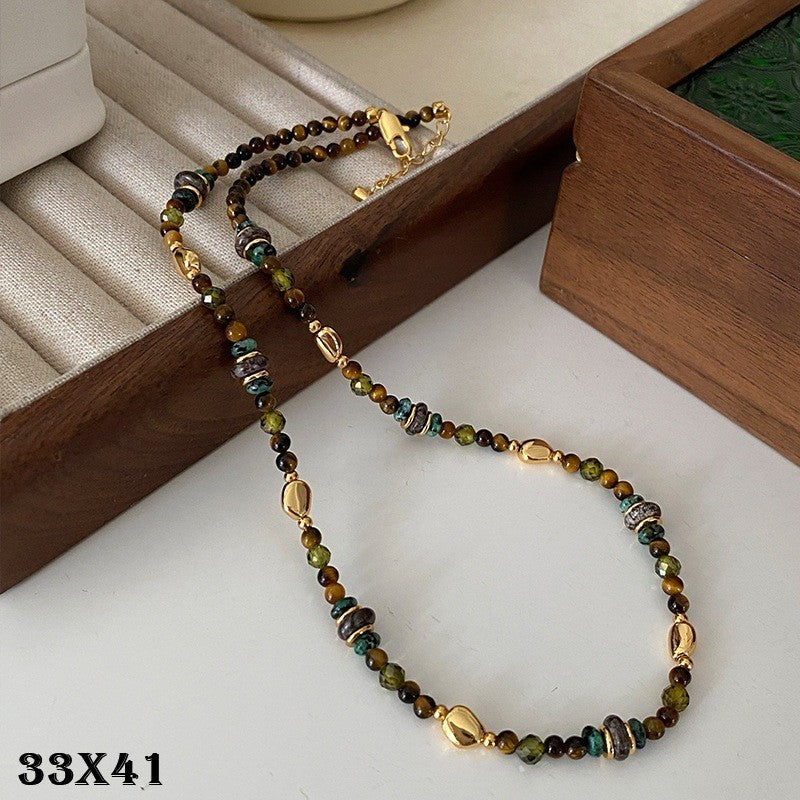 Kette Tigerauge Achat natürliche stein schlüsselbein halskette frauen licht luxu0