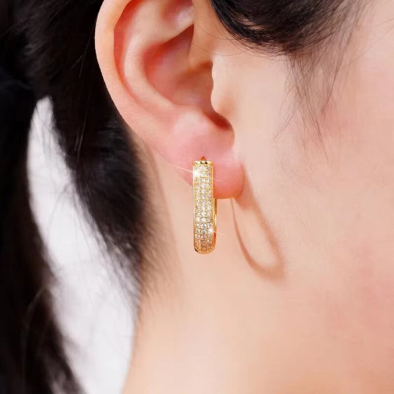 Luxus Ohrringe Creolen Zirkonia Kristallen Gold 14K vergoldet bunt7