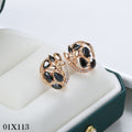 Luxus Ohrringe 585 Rolled Roségold überzogen mit Schwarz CZ für Damen Geschenk0