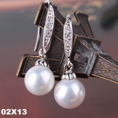 Damen Ohrringe 925 Silber versilbert. Frauen Ohrringe Zirkonia Ohrhänger Perle0