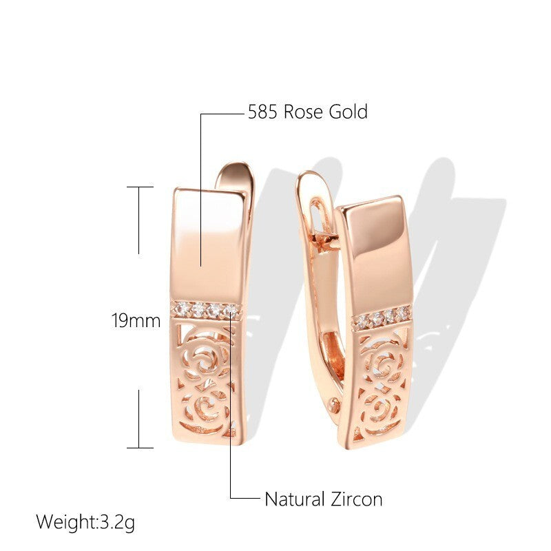 Luxus Ohrringe 585 Rolled Roségold überzogen mit CZ für Damen Geschenk5
