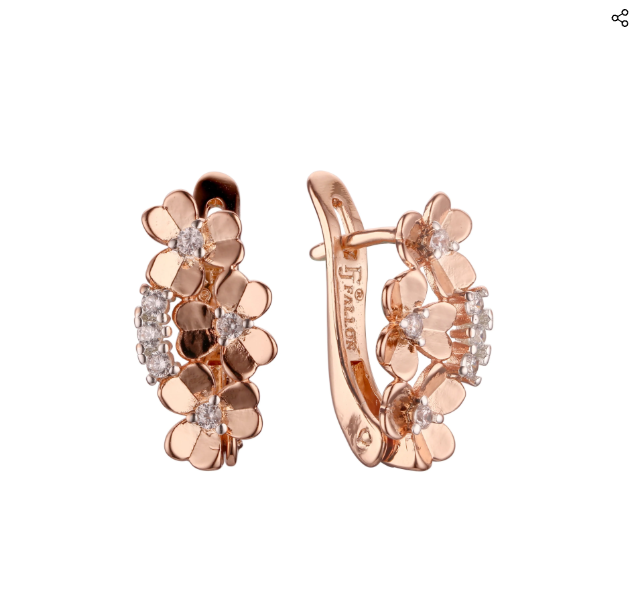 Luxus Damen Kleeblatt-Ohrringe Zirkon in Roségold -Plattierung,Geschenk0