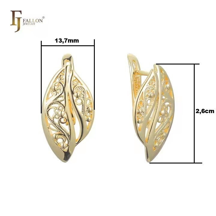 Luxus Damen Ohrringe Creolen Hochvertiger Gold 14K vergoldet Mode VintageSchmuck2