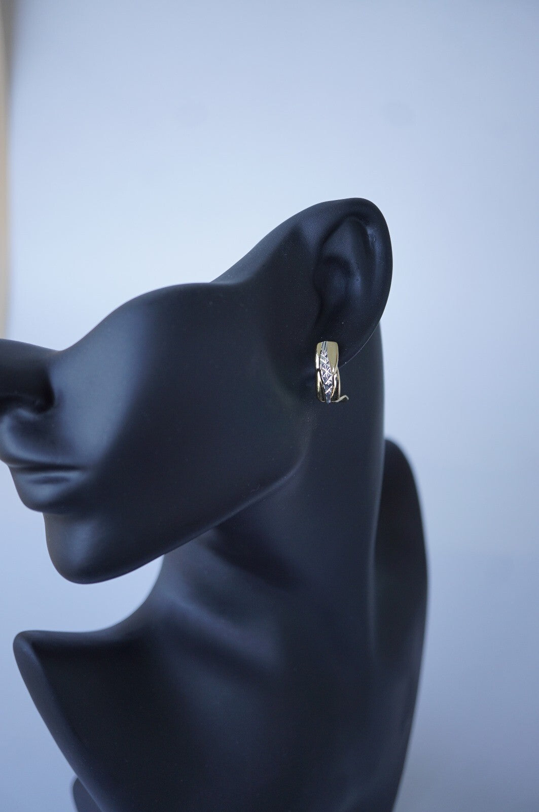 Luxus Damen Ohrringe Creole, beschichtet mit 14K Gold zweiTöne ModeSchmuck1