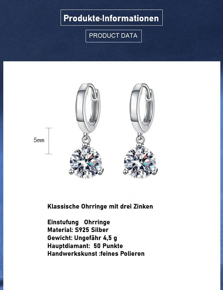 Edle 925er Silber Ohrringe  mit Zirkon 50 Punkte – Juwelier-Qualität – Neu Damen2