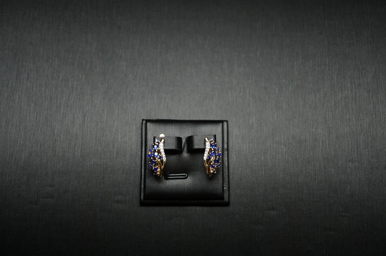 Luxus Damen Ohrringe Feder Blume Zirkon Blauen und Weißen in Roségold (vergolde9