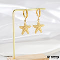 Edelstahl Damen Ohrringe Creole Seestern 18K Gold HighEnd galvanisierte Schmuck0