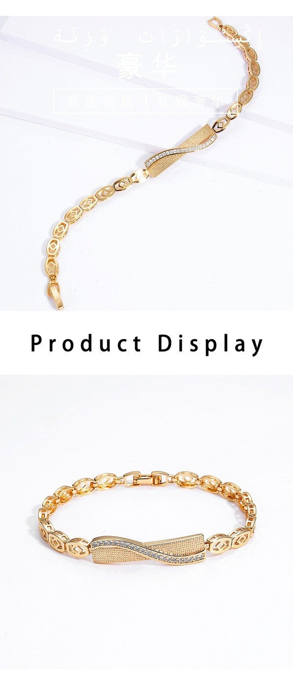 Damen Armband Armreifen Gold exquisit verziert mit edlen Steinen Modisches 19cm4