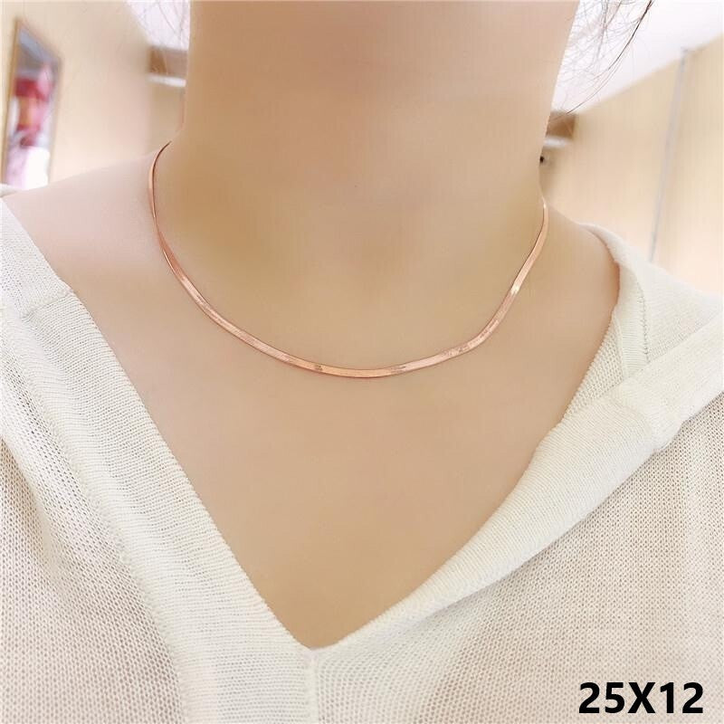 Damen Kette Halskette 585 Roségold überzogene Schlangenknochen 42+3cm1