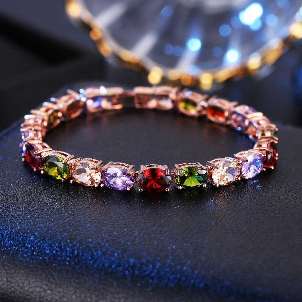 Luxus Damen Armband Rose Gold Trend Galvanisieren von echten Gold ,Farbige Zirk5
