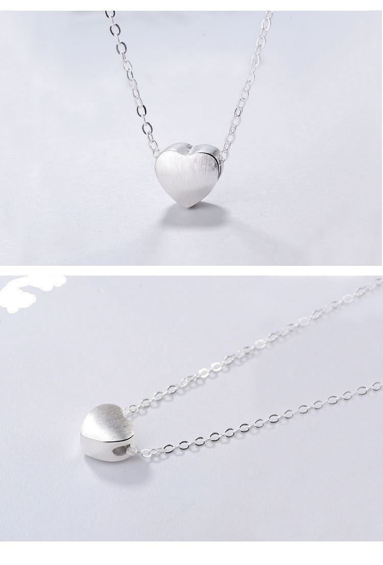 Damen Halskette Silber 925 mit Herz Anhänger gebürstetem Sterlingsilber (925)9
