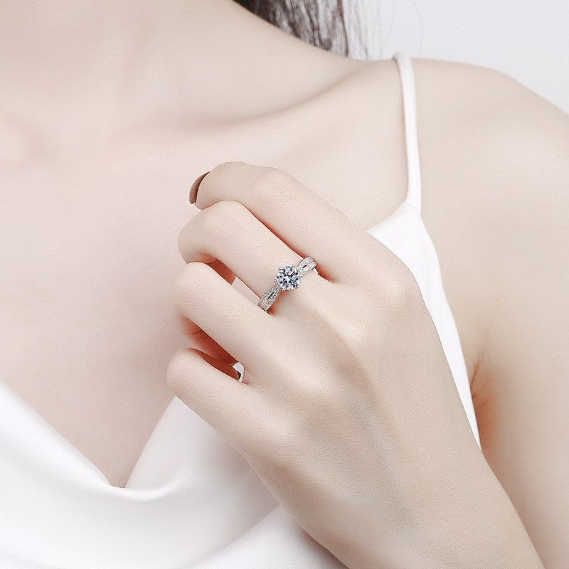 925er Sterlingsilber Damen Ring, 1Karat Zirkon, Star QueenRing offener Diamant2