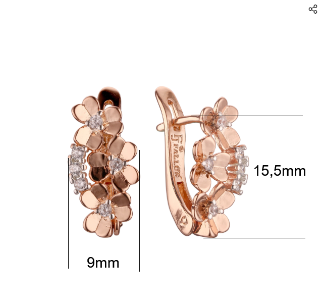 Luxus Damen Kleeblatt-Ohrringe Zirkon in Roségold -Plattierung,Geschenk4